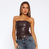 Leather wrapped chest top