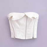 Imitation leather zipper strapless