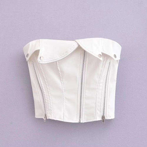 Imitation leather zipper strapless