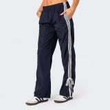 Sports style four bar contrasting straight leg pants