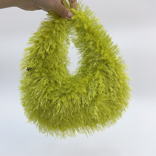 Tassel plush hand-held small round plush bag