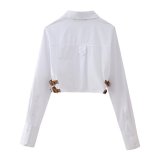 White collar short shirt