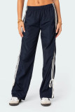 Sports style four bar contrasting straight leg pants