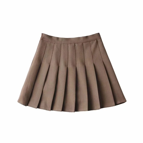 Press fit high waisted pleated skirt, half length skirt, short skirt