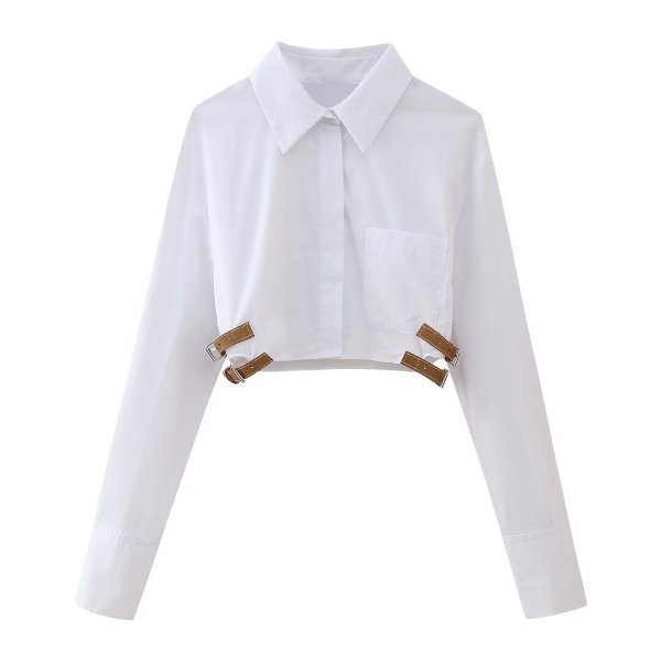 White collar short shirt