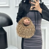 Tassel plush hand-held small round plush bag
