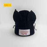 Short ear knitted yarn cap for warmth and thick knitted yarn cap