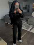 Waffle waist cinched long sleeved suit