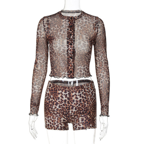 Mesh printed cardigan, Poppy long sleeved top, shorts set