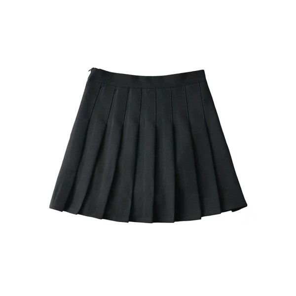 Press fit high waisted pleated skirt, half length skirt, short skirt
