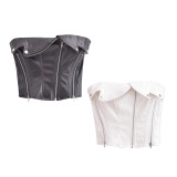 Imitation leather zipper strapless
