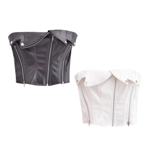 Imitation leather zipper strapless