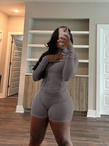 Sports tight fitting long sleeved shorts two-piece set