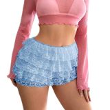 Lace mesh shorts, low waist mini shorts