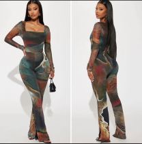 Double layered mesh long jumpsuit