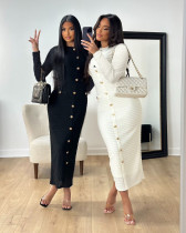 Slim fit knitted long sleeved dress