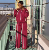 Ribbon splicing hooded sweatshirt two-piece set