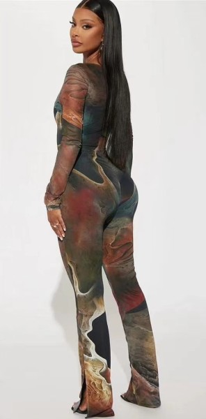 Double layered mesh long jumpsuit