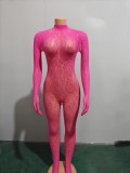 Hollow leopard print mesh pajamas lace sexy lingerie jumpsuit