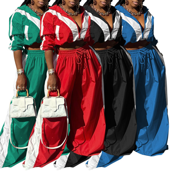 Women's sportswear set woven loose jacket two-piece set