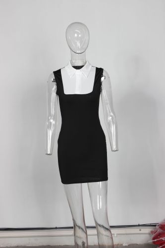 Fake two contrasting hip hugging dresses