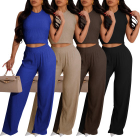 Tank top pleated suit, two-piece pants set