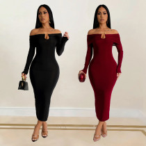 Solid color long skirt with buttocks wrapped dress Solid color long skirt with buttocks wrapped dress