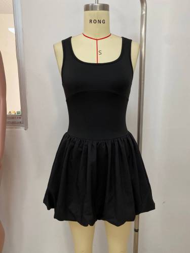 Sleeveless vest style floral bud hem camisole dress