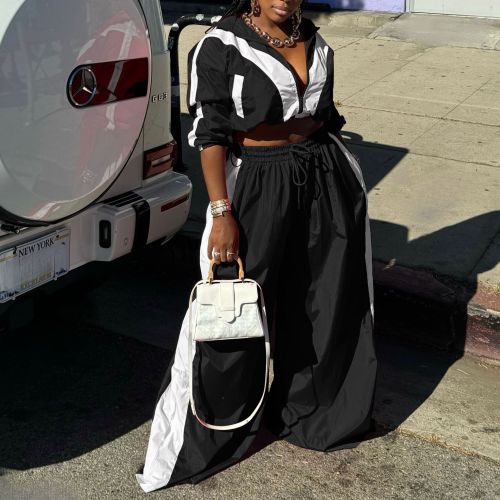 Women's sportswear set woven loose jacket two-piece set