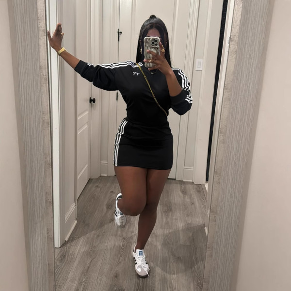 Black hoodie short skirt set, half skirt two-piece set