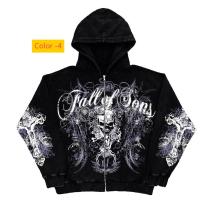 Men's and women's letter skull cross zipper hooded sweatshirt long sleeved sweatshirt Men's and women's letter skull cross zipper hooded sweatshirt long sleeved sweatshirt