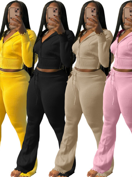 Women's Knitted Sweater Sports Set
