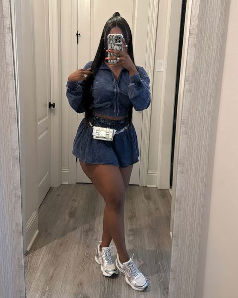 Cotton stretch jacket short skirt set