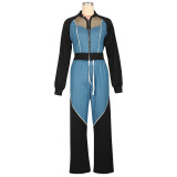 Cowboy patchwork sports hoodie set jacket two-piece set