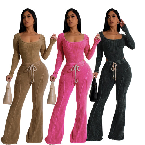 Tight jumpsuit fitness pants set