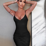 V-neck backless camisole dress
