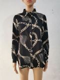 Loose digital printed single breasted cardigan shirt
