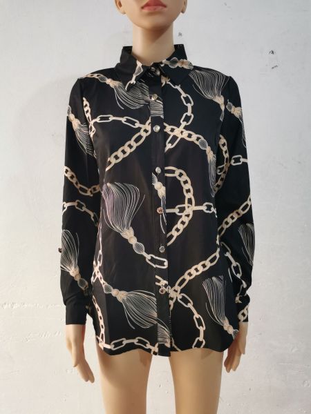 Loose digital printed single breasted cardigan shirt