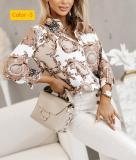 Loose digital printed single breasted cardigan shirt