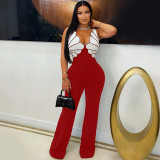 V-neck sleeveless jumpsuit pants