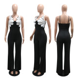 V-neck sleeveless jumpsuit pants