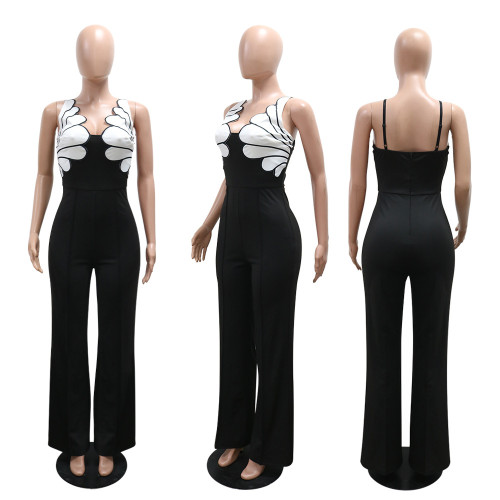 V-neck sleeveless jumpsuit pants