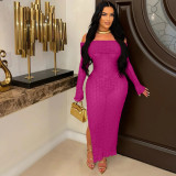 One neck split hip skirt with a see through effect