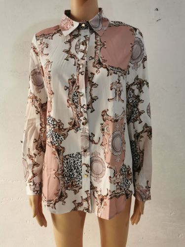 Loose digital printed single breasted cardigan shirt