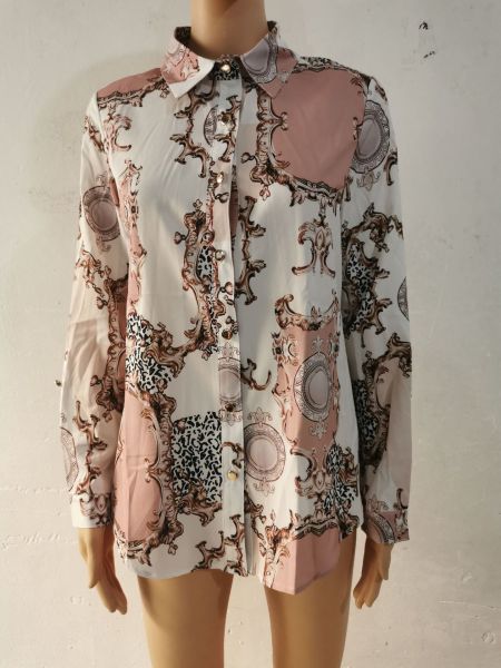 Loose digital printed single breasted cardigan shirt