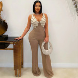 V-neck sleeveless jumpsuit pants