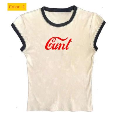 English short sleeved shirt with exposed navel and short T-shirt top