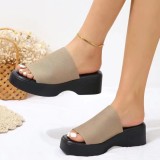 Large one line sloping heel thick soled slippers