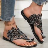 Large clip on butterfly rhinestone herringbone slippers