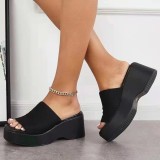 Large one line sloping heel thick soled slippers